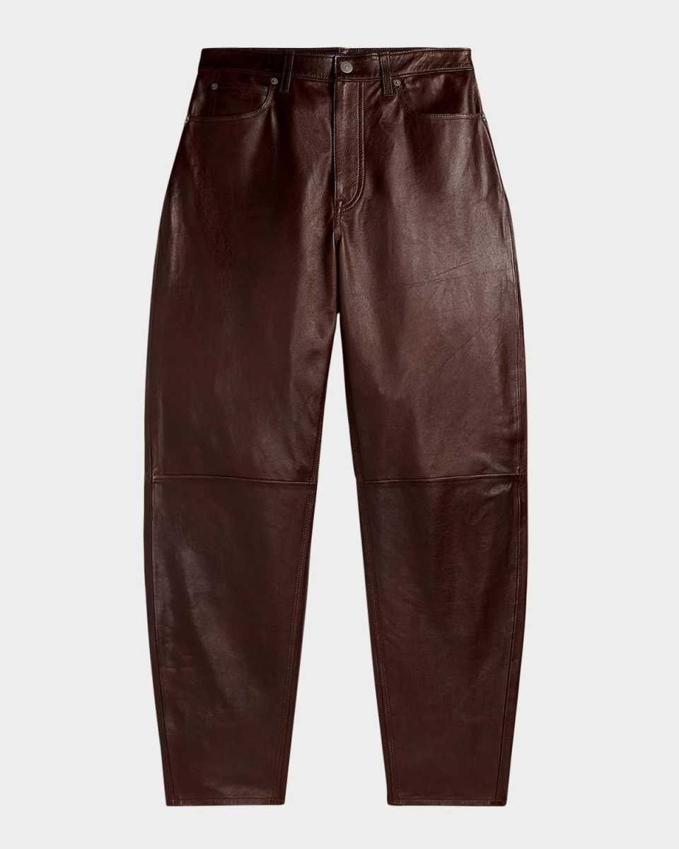Curved Tapered Leather Pants